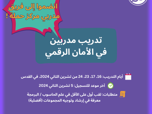 تدريب مدربين  في الأمان الرقمي في القدس