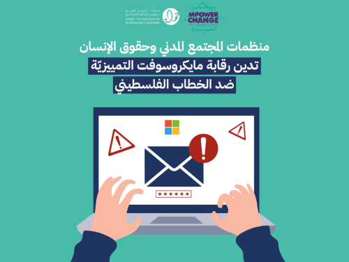 منظمات المجتمع المدني وحقوق الإنسان تدين رقابة مايكروسوفت التمييزيّة ضد الخطاب الفلسطيني